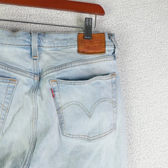 Levis 501S Jeans Womens 29 28L Blue Light Wash Straight Leg Button Fly - Picture 4 of 13